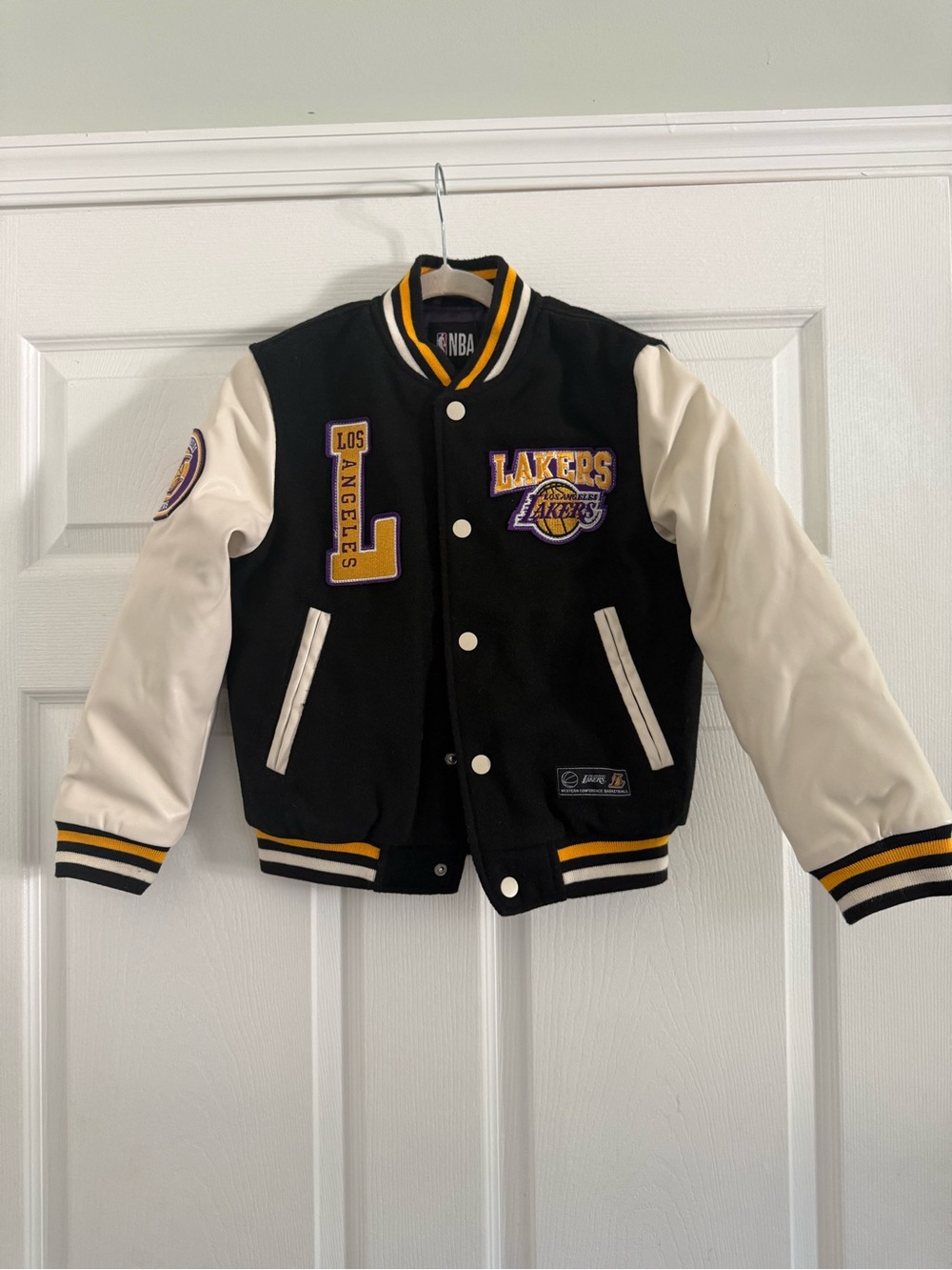 NBA Los Angeles Lakers Black, White & Yellow Kids Varsity Jacket